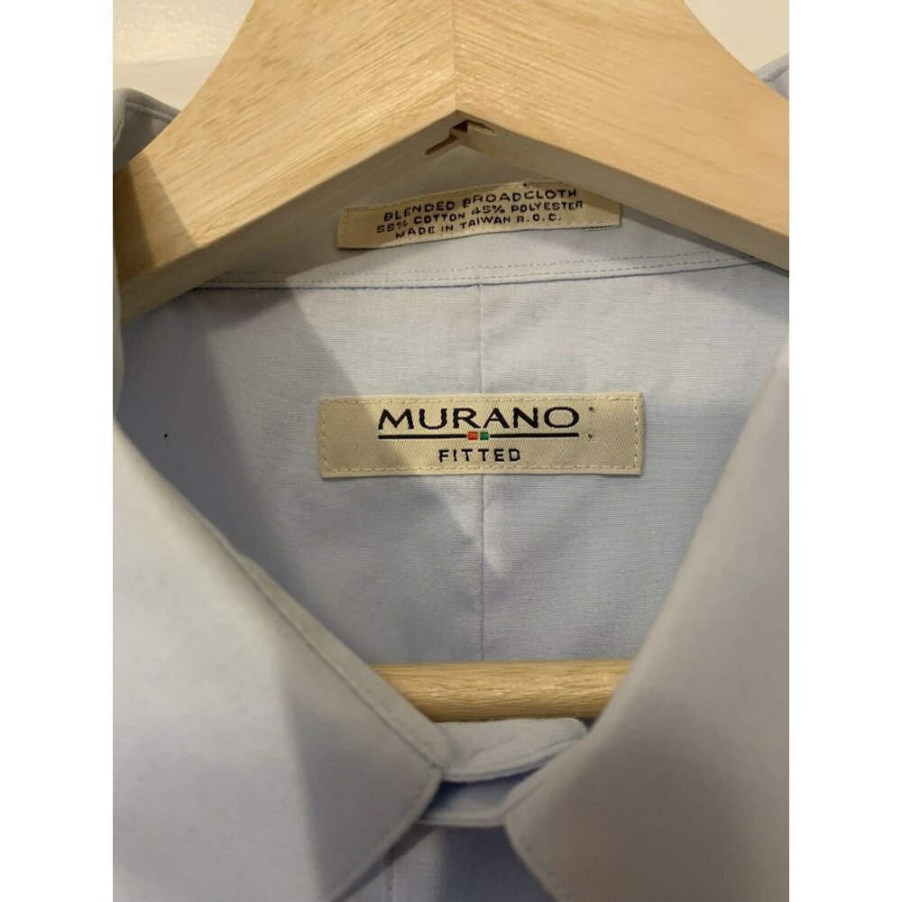 Murano Men’s Pale Blue‎ Slim Fit Dress Shirt with Pleated Cuffs Sz 17 1/2 /35 XL